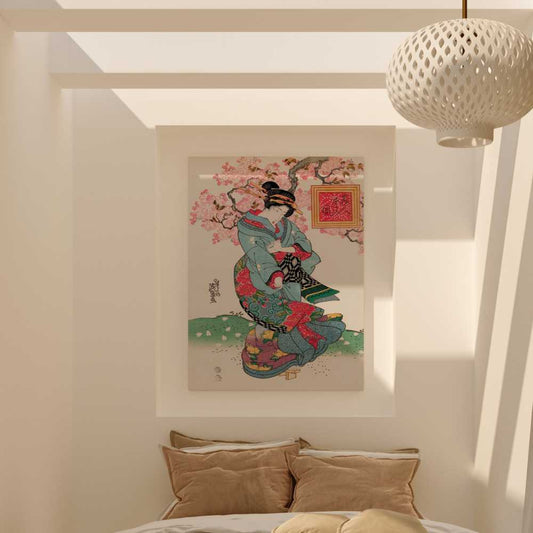 Spring Breeze Elegance: Geisha in Spring Wind by Keisai Eisen