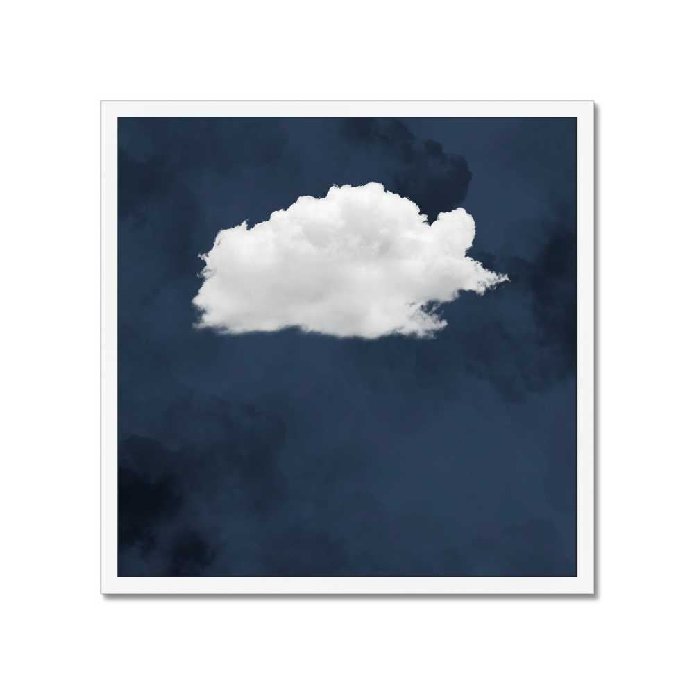 Minimalist Cloud Wall Art Print – Navy Blue Sky Decor, Calm Zen Modern Wall Art