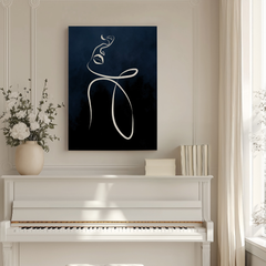 Navy Blue Minimalist Line Art Print | Modern Abstract Female Figure Wall Art | Printable Contemporary Canvas | Digital Download