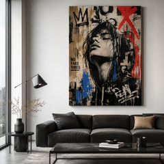 Urban Graffiti Hooded Man Wall Art Printable | Modern Street Art Canvas Print | Edgy Contemporary Digital Download | Statement Wall Decor