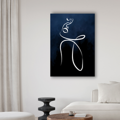 Navy Blue Minimalist Line Art Print | Modern Abstract Female Figure Wall Art | Printable Contemporary Canvas | Digital Download