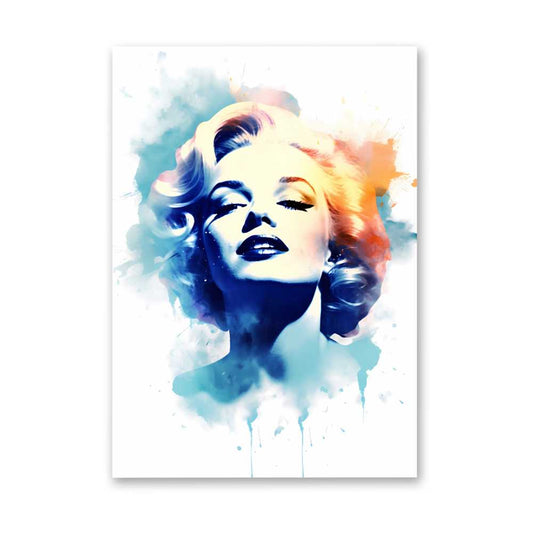 Blue Watercolour Glam Portrait Wall Art | Fashion-Inspired Abstract Female Artwork | Modern Downloadable Wall Art Print