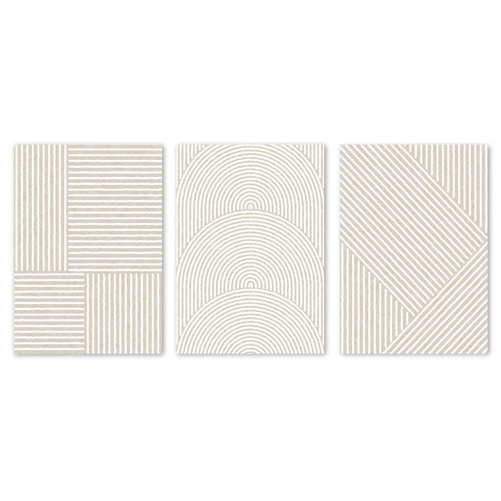Beige Line Shape Trio