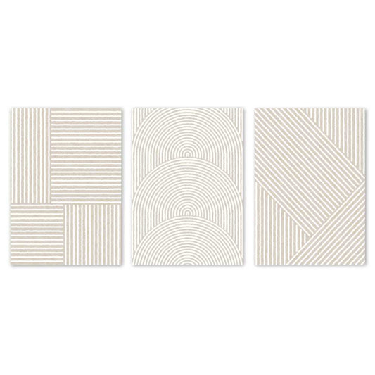 Mid Century Modern Wall Art Set of 3 Printable Trio | Neutral Beige Abstract Line Art | Minimalist Geometric Poster | Scandinavian Boho Decor Prints