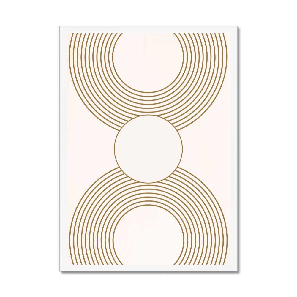 Symmetry Abstract Wall Art Printable – Minimalist Gold Line Circles on Beige | Neutral Modern Luxury Decor