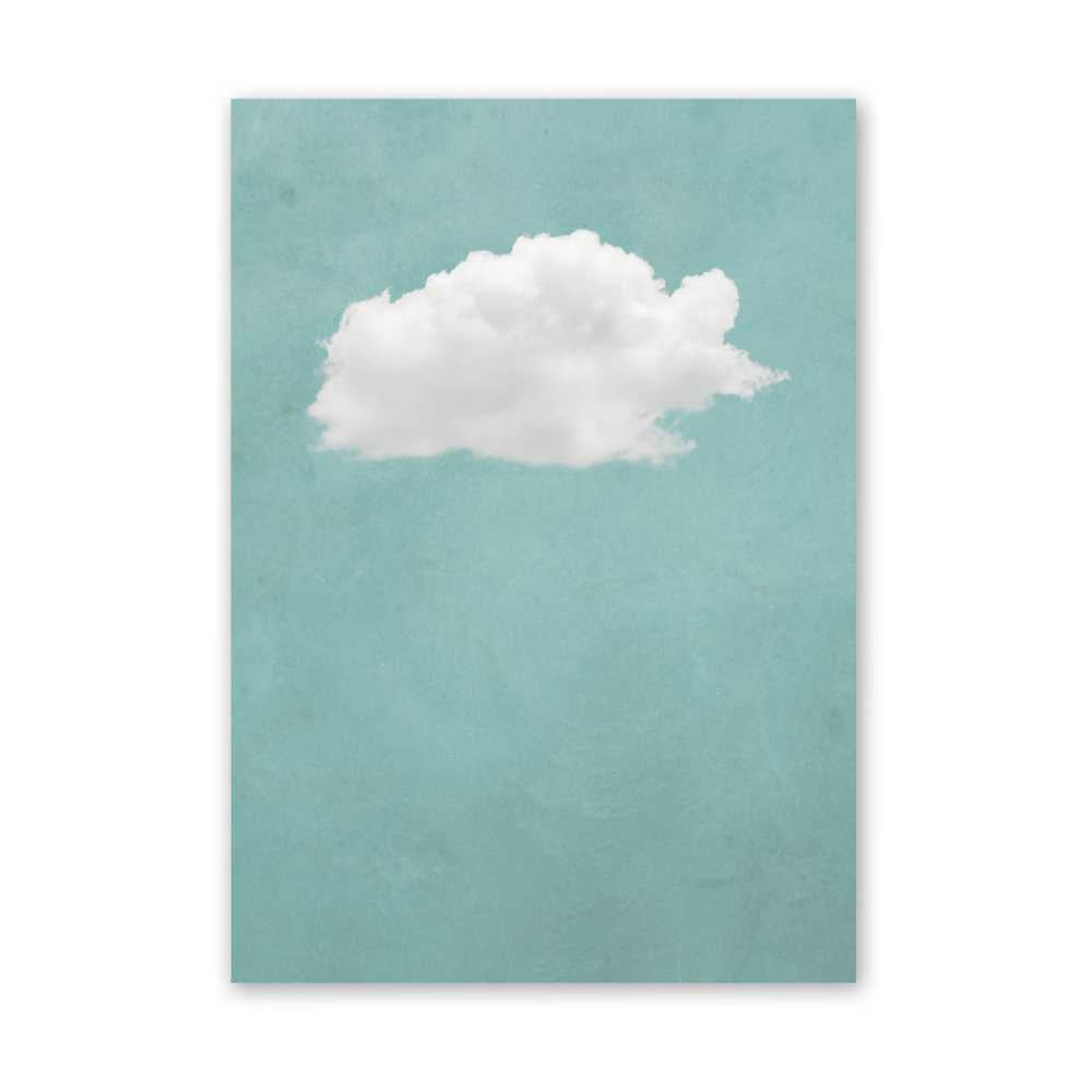 Minimalist Cloud Wall Art Print – Mint Green Sky Decor, Calm Zen Modern Wall Art