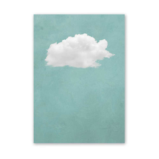 Minimalist Cloud Wall Art Print – Mint Green Sky Decor, Calm Zen Modern Wall Art