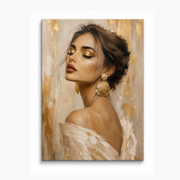 Luxury Gold Portrait Wall Art Print | Elegant Feminine Abstract Canvas | Neutral Beige & Gold Statement Artwork | Downloadable Wall Decor