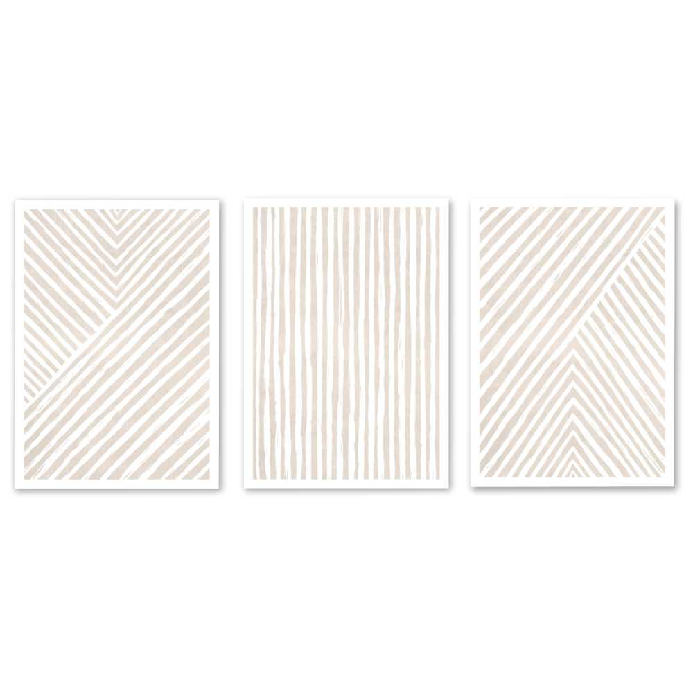 Beige Line Art Trio