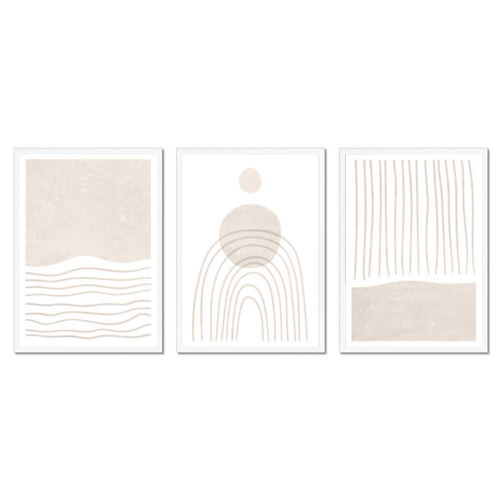 Boho Beige Wall Art Set of 3 Printable – Minimalist Line Art Neutral Modern Decor