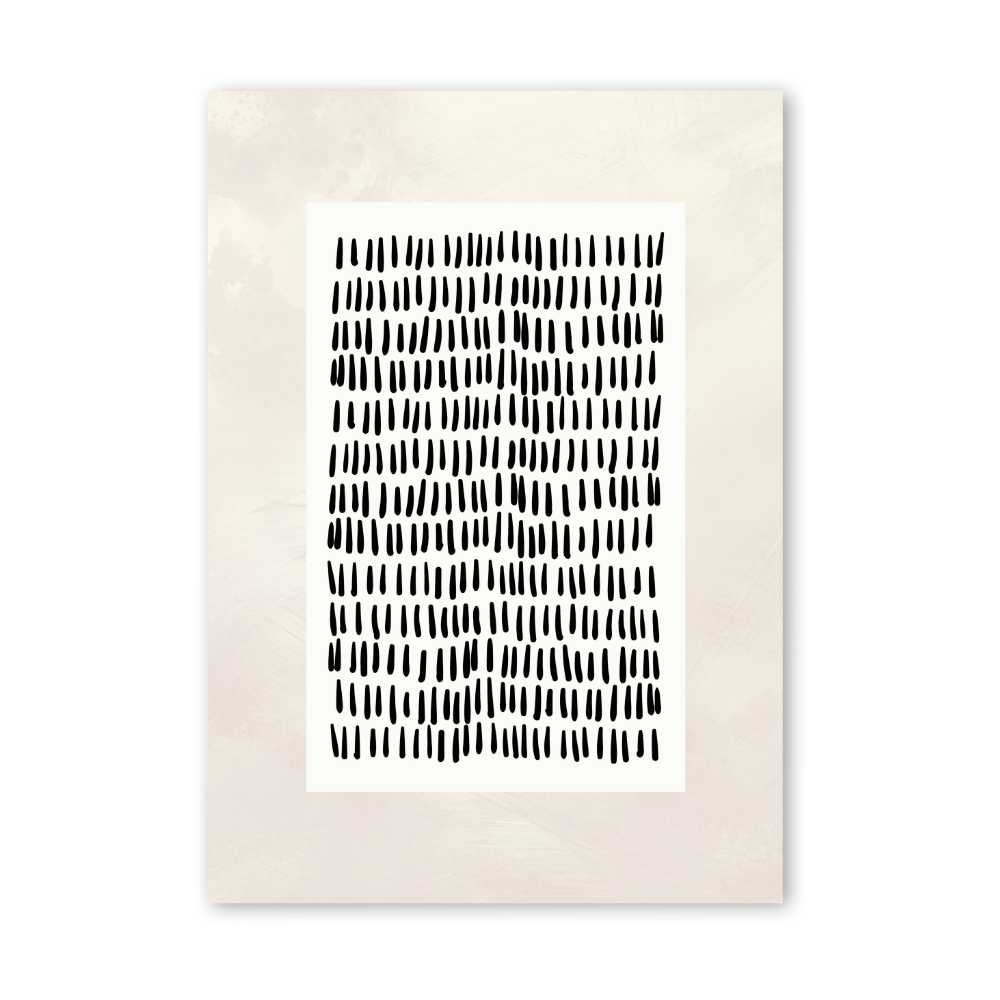 Beige Tranquility: White Rectangle and Black Strokes