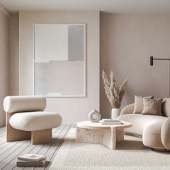 Beige & Grey Abstract Wall Art – Neutral Minimalist Colour Block Canvas Decor