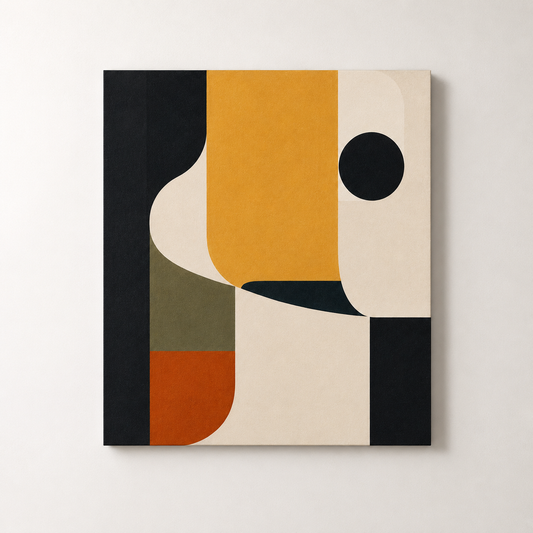 Mid Century Modern Abstract Wall Art | Geometric Neutral Canvas Print