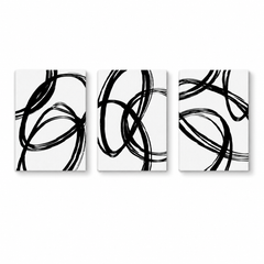 Monochromatic Orbital Wall Art Set of 3 – Black and White Abstract Line Art Prints | Minimalist Modern Decor Printable