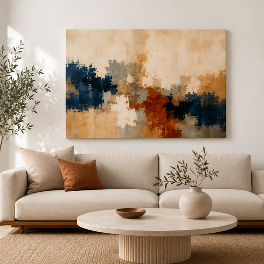 Abstract Neutral Wall Art Download | Modern Beige & Blue Printable Art Decor