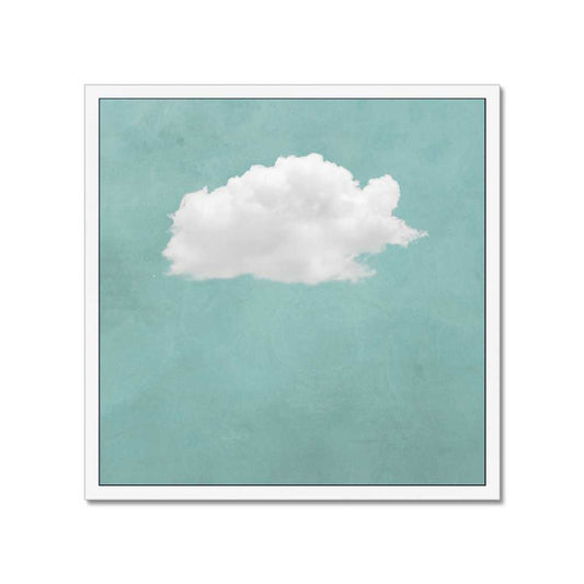 Minimalist cloud wall art with white cloud on mint green sky, calming modern printable decor