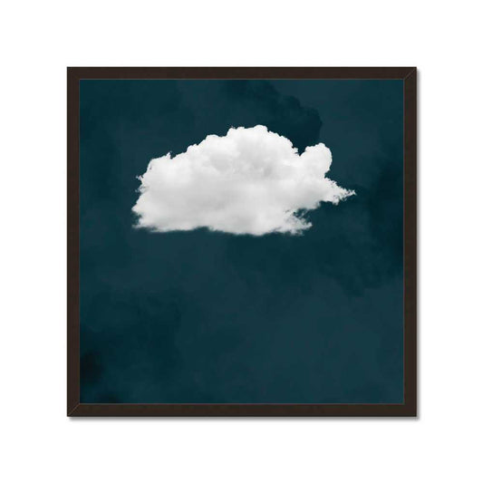 Minimalist cloud wall art with white cloud on teal background, calming modern printable decor
