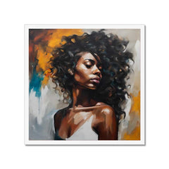 Instantly download, print and frame this printable wall art. A modern abstract oil painted print of a woman on a square canvas. The portrait is a vibrant exploration of individuality, capturing the essence and complexity of female identity through abstract art. Perfect for a modern home or apartment, office space or bar.