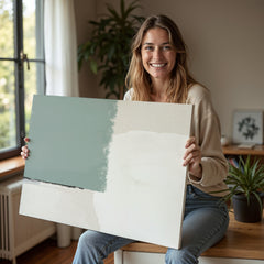 Sage Green & Beige Abstract Wall Art – Neutral Modern Canvas for Calm Home Decor