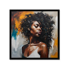 Instantly download, print and frame this printable wall art. A modern abstract oil painted print of a woman on a square canvas. The portrait is a vibrant exploration of individuality, capturing the essence and complexity of female identity through abstract art. Perfect for a modern home or apartment, office space or bar.