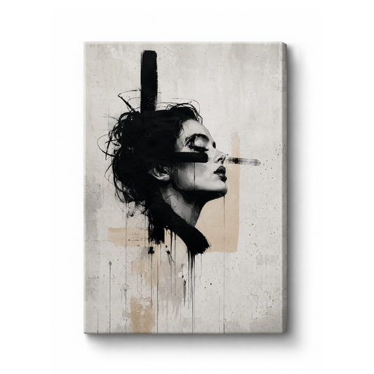 Minimalist Street Art Portrait Wall Art Printable | Contemporary Monochrome Canvas Print | Modern Abstract Female Digital Download | Neutral Luxury Home Décor