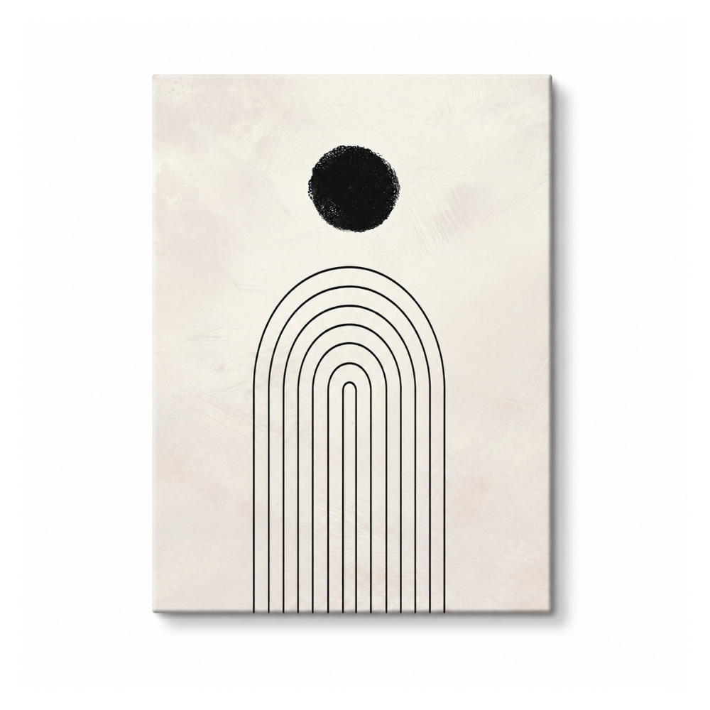 Minimalist Abstract Wall Art Printable – Beige Black Rainbow Line Zen Decor