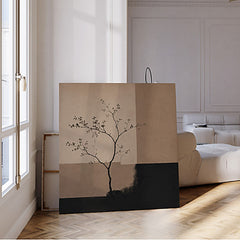 Minimalist Tree Wall Art Downloadable Print | Neutral Abstract Botanical Canvas | Japandi & Quiet Luxury Wall Décor - Mocha Noir
